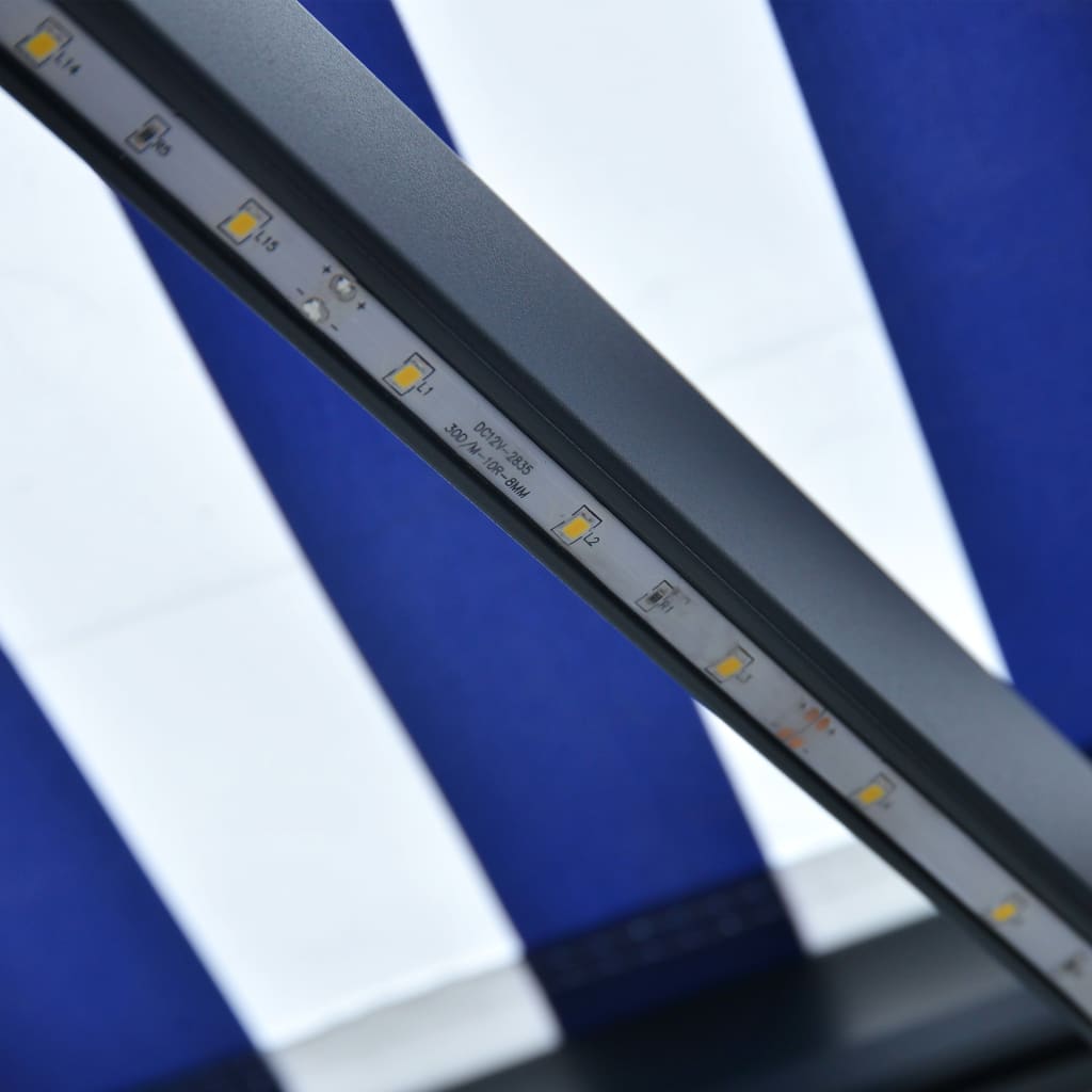 vidaXL Markise mit Windsensor & LED 400x300cm Blau und Weiß