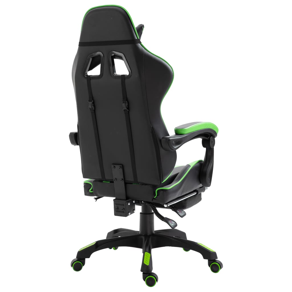 vidaXL Gaming-Stuhl mit Fußstütze Grün Kunstleder