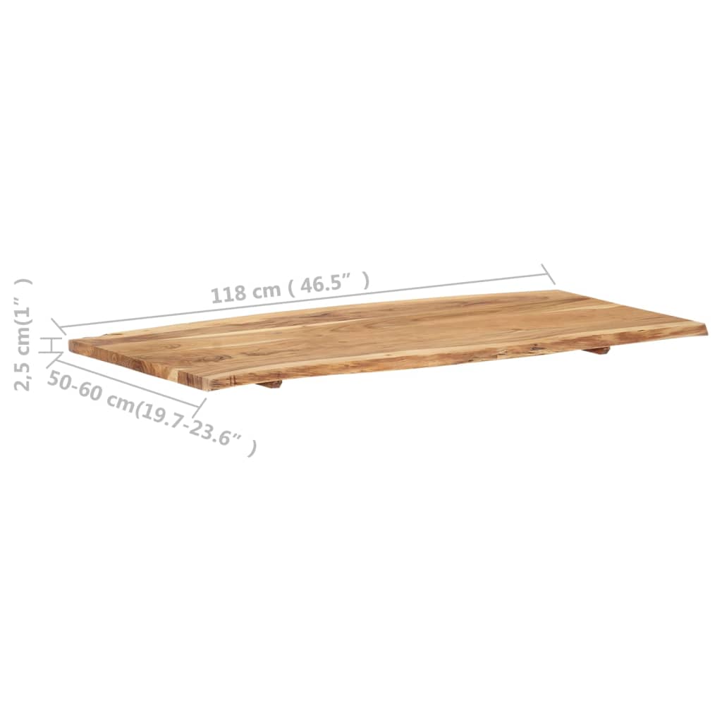 vidaXL Tischplatte Massivholz Akazie 118x(50-60)x2,5 cm