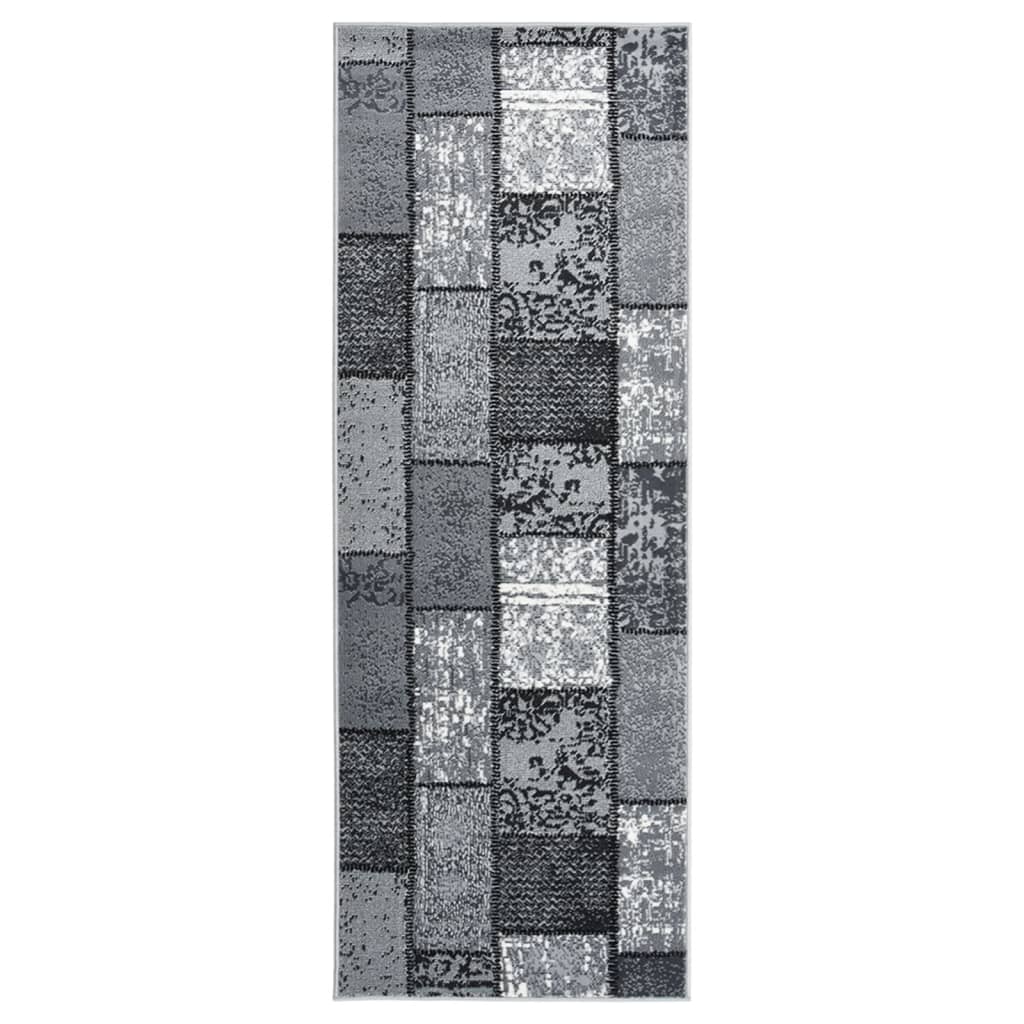 vidaXL Teppichläufer BCF Grau mit Blockmuster 80x150 cm