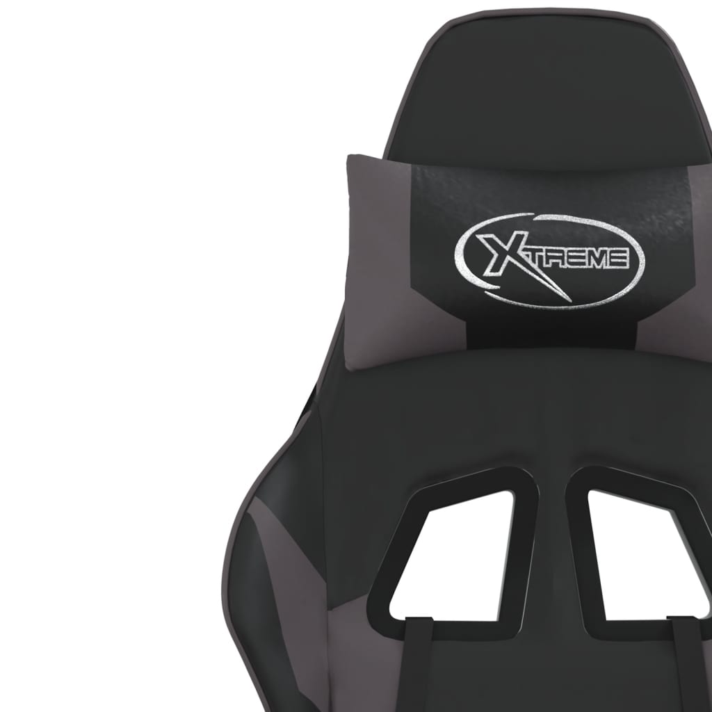 vidaXL Gaming-Stuhl mit Massagefunktion Schwarz und Grau Kunstleder