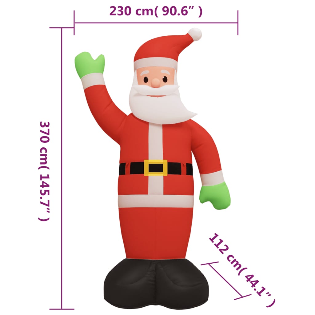 vidaXL Weihnachtsmann Aufblasbar mit LEDs 370 cm