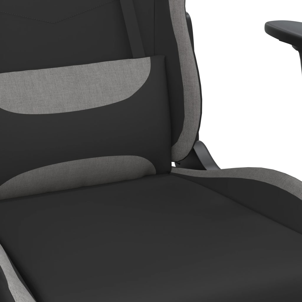 vidaXL Gaming-Stuhl mit Fußstütze Schwarz und Hellgrau Stoff