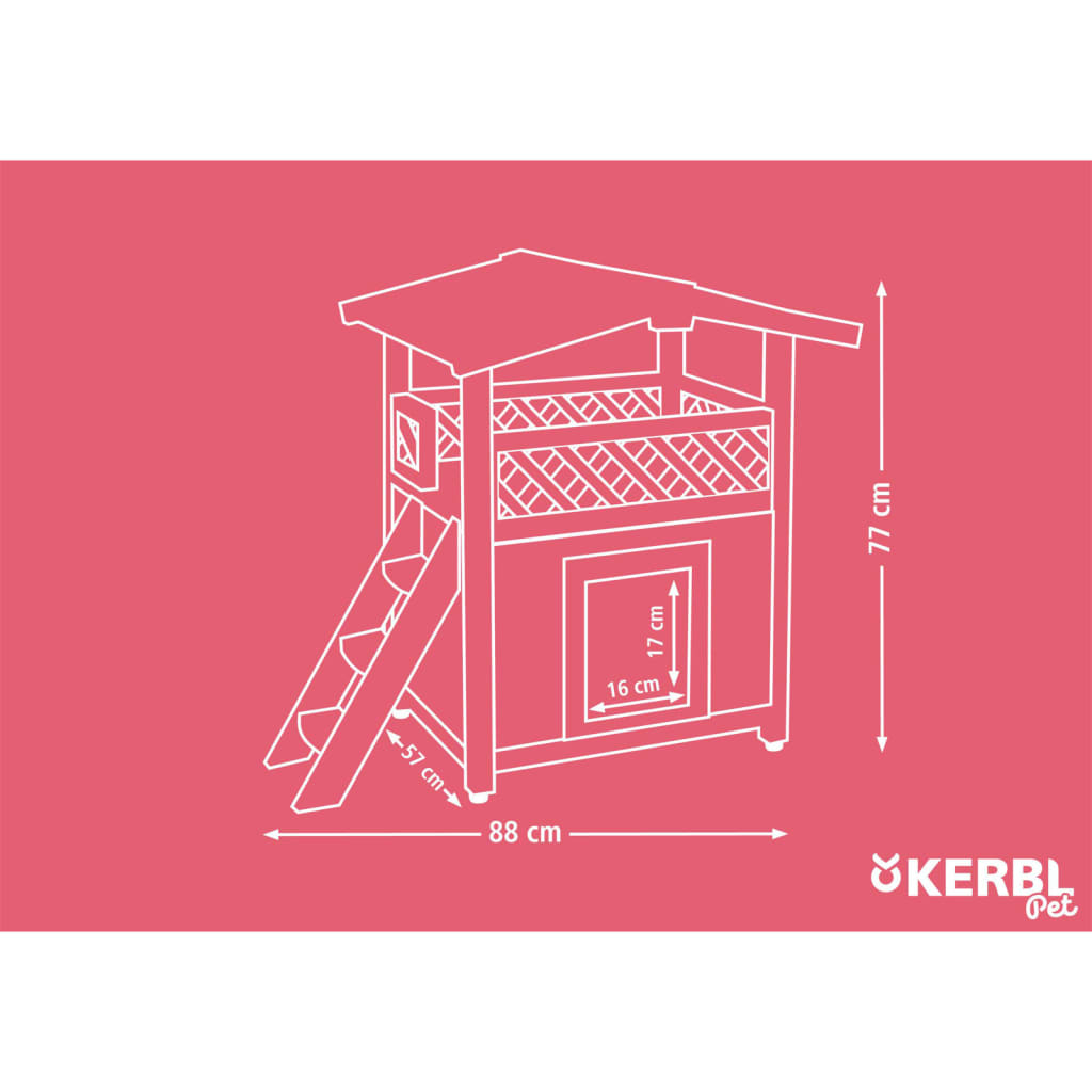 Kerbl Katzenhaus 4-Seasons Deluxe Beheizbar 88x57x77 cm Dunkelbraun