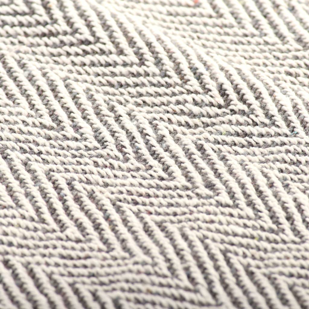 vidaXL Überwurf Baumwolle Fischgrätenmuster 160x210 cm Grau