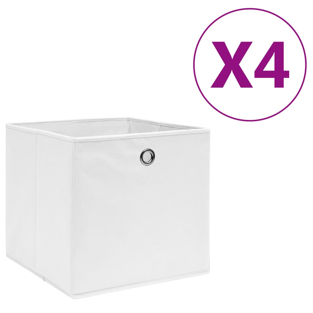 vidaXL Aufbewahrungsboxen 4 Stk. Vliesstoff 28x28x28 cm Weiß