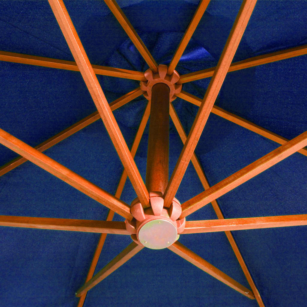 vidaXL Ampelschirm mit Mast Azurblau 3,5x2,9 m Massivholz Tanne