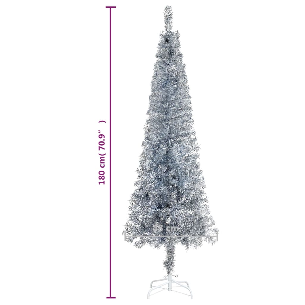 vidaXL Schlanker Weihnachtsbaum Silbern 180 cm