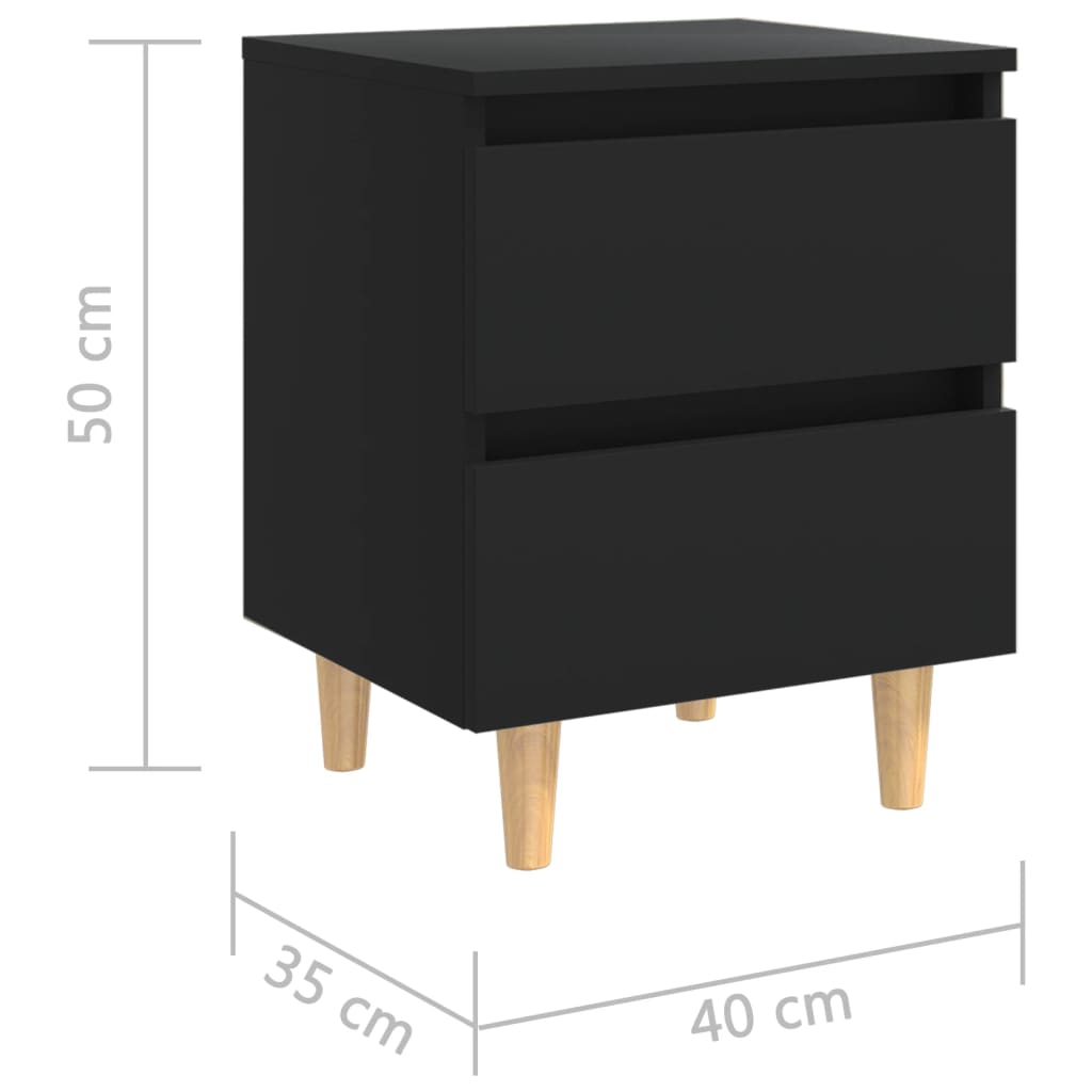 vidaXL Nachttisch mit Kiefernholz-Beinen Schwarz 40x35x50 cm
