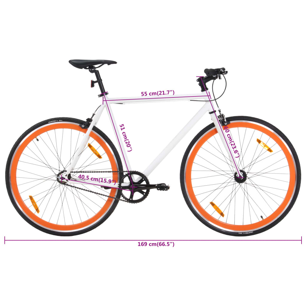 vidaXL Fahrrad mit Festem Gang Weiß und Orange 700c 51 cm