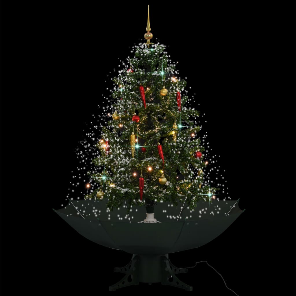 vidaXL Schneiender Weihnachtsbaum mit Schirmfuß Grün 140 cm