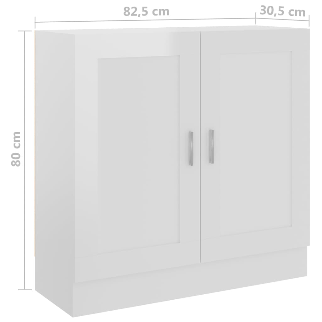 vidaXL Bücherschrank Hochglanz-Weiß 82,5x30,5x80 cm Holzwerkstoff