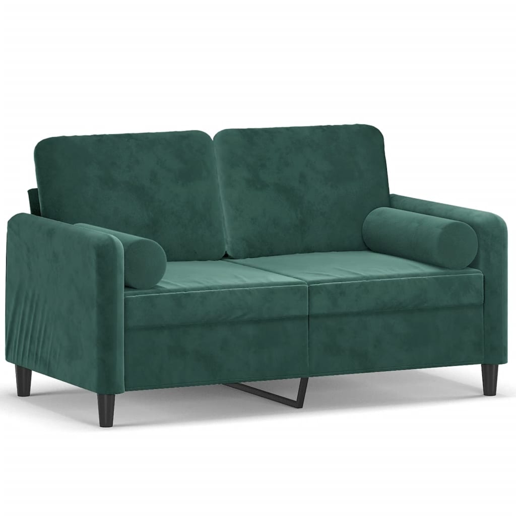 vidaXL 2-Sitzer-Sofa mit Zierkissen Dunkelgrün 120 cm Samt