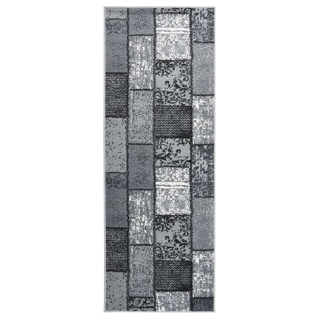 vidaXL Teppichläufer BCF Grau mit Blockmuster 100x250 cm