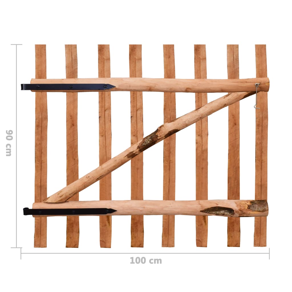 vidaXL Zauntor Einflügelig Haselnussholz Imprägniert 100×90 cm