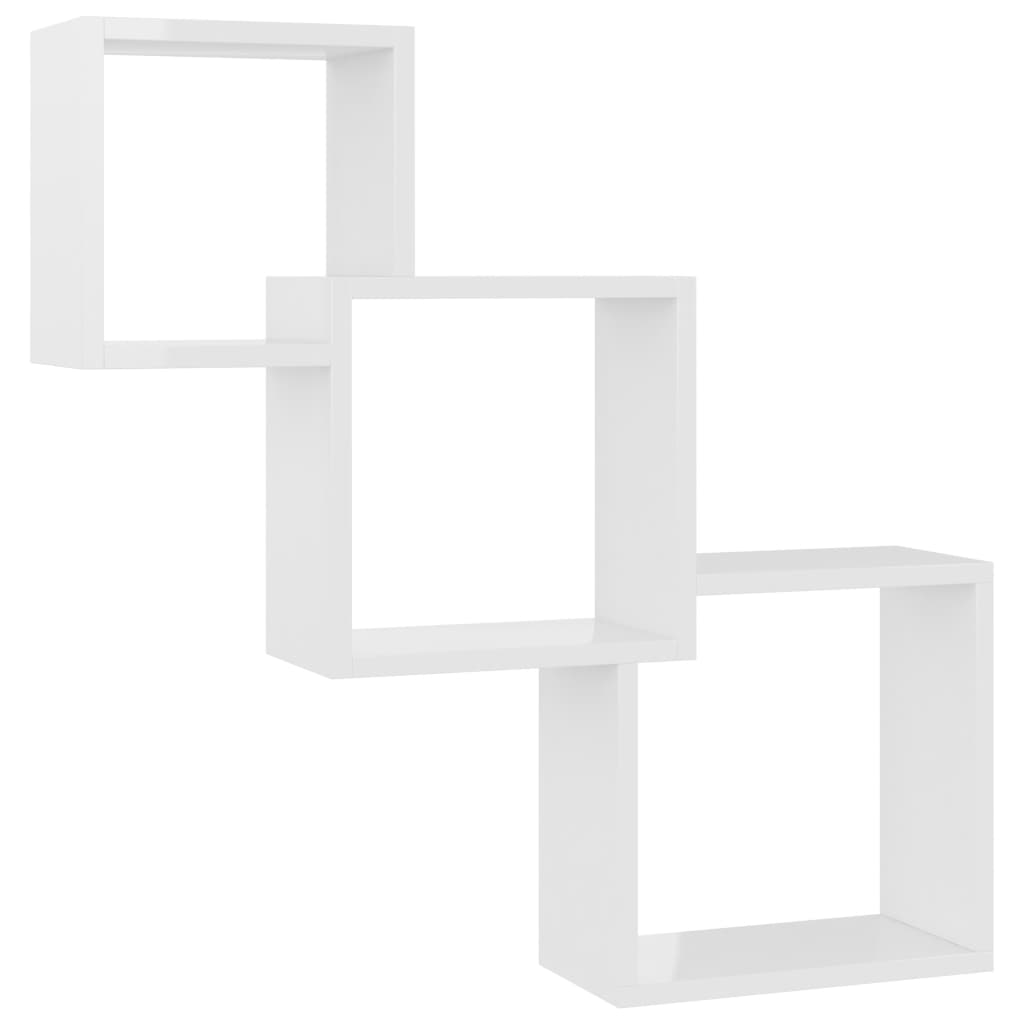 vidaXL Cube Wandregale Hochglanz-Weiß 68x15x68 cm Holzwerkstoff