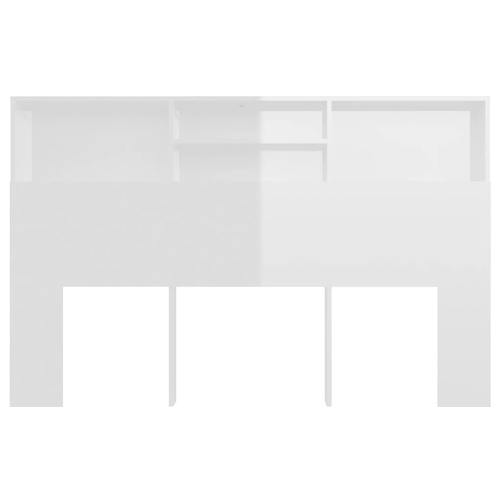 vidaXL Bett-Kopfteil mit Ablagen Hochglanz-Weiß 160x19x103,5 cm