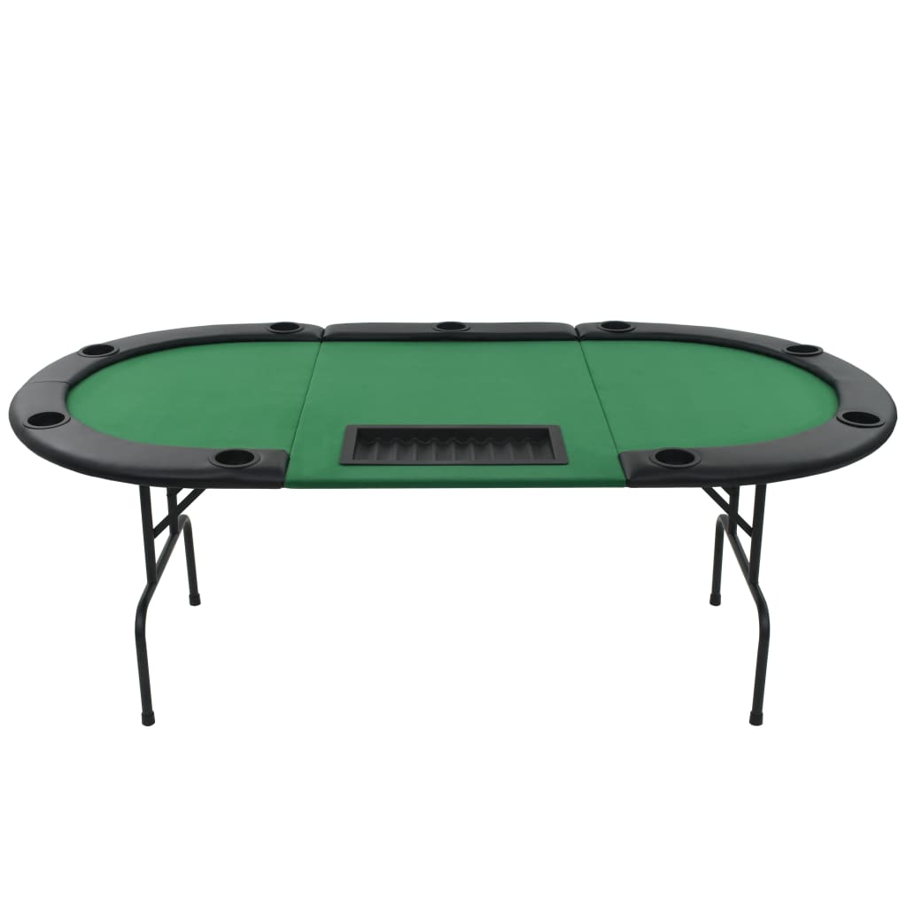 vidaXL 9-Spieler Poker Falttisch 3-fach Faltbar Oval Grün