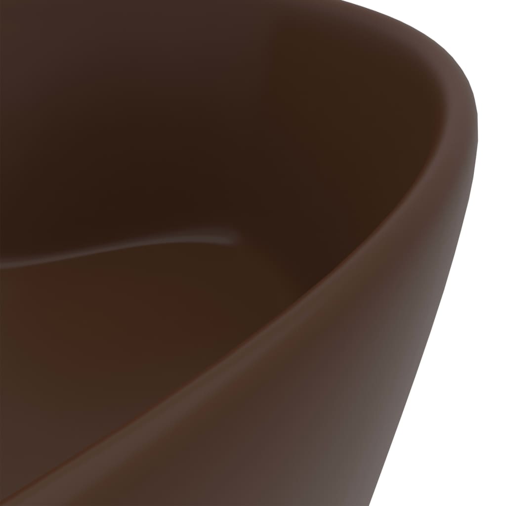 vidaXL Luxus-Waschbecken mit Überlauf Matt Dunkelbraun 36x13cm Keramik