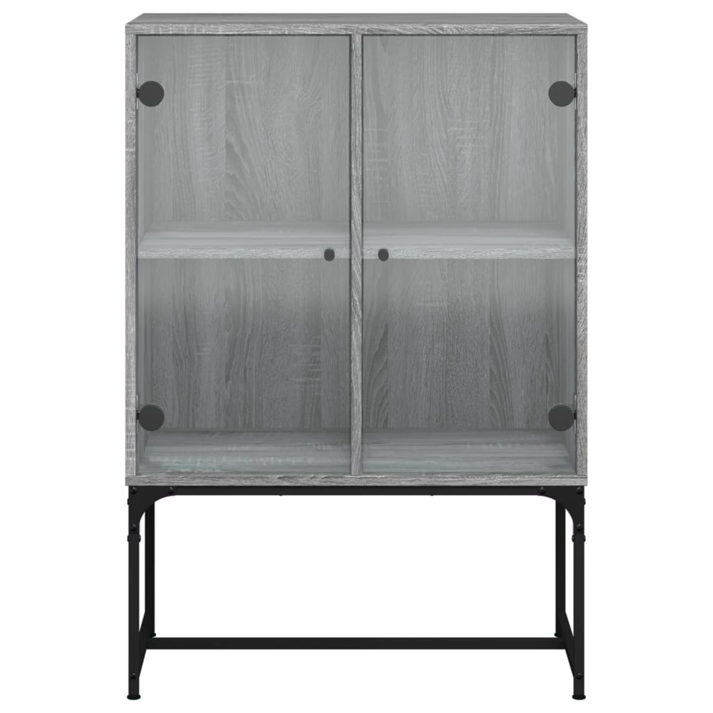 vidaXL Beistellschrank mit Glastüren Grau Sonoma 69x37x100 cm