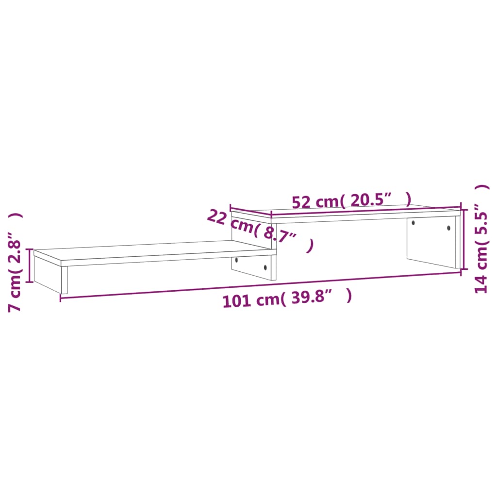 vidaXL Monitorständer Honigbraun (52-101)x22x14 cm Massivholz Kiefer