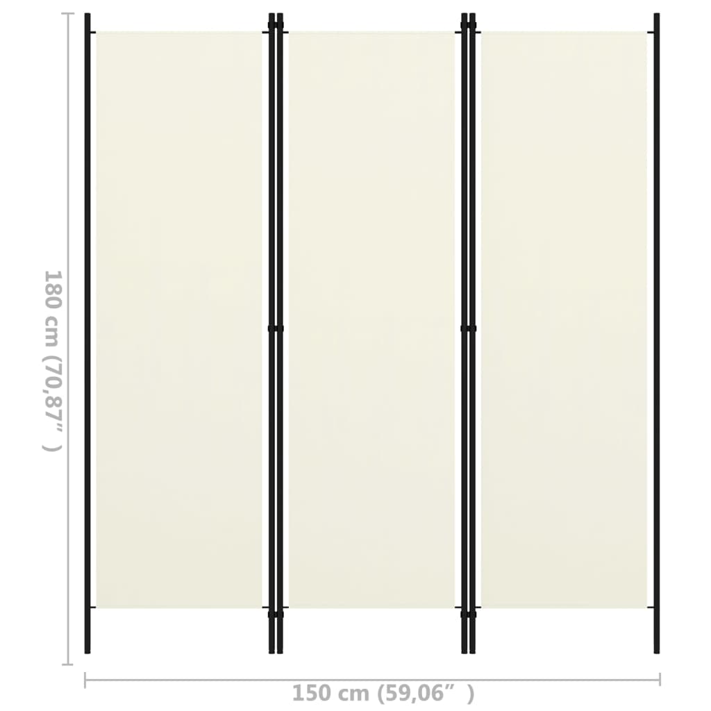 vidaXL 3-tlg. Raumteiler Weiß 150x180 cm