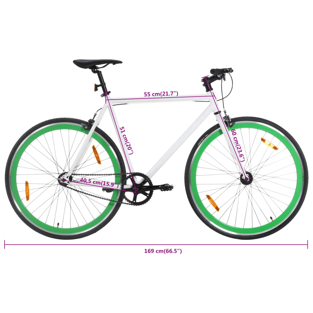 vidaXL Fahrrad mit Festem Gang Weiß und Grün 700c 51 cm