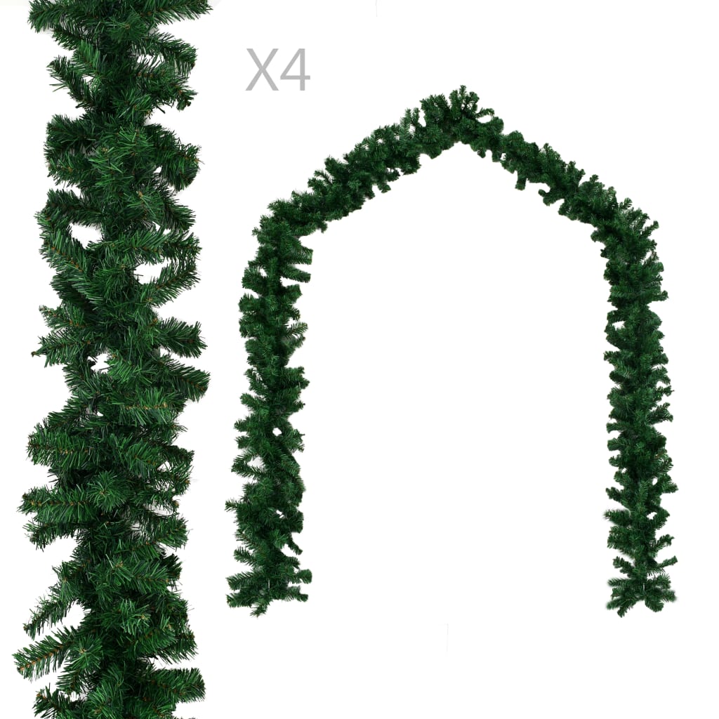 vidaXL Weihnachtsgirlanden 4 Stk. Grün 270 cm PVC