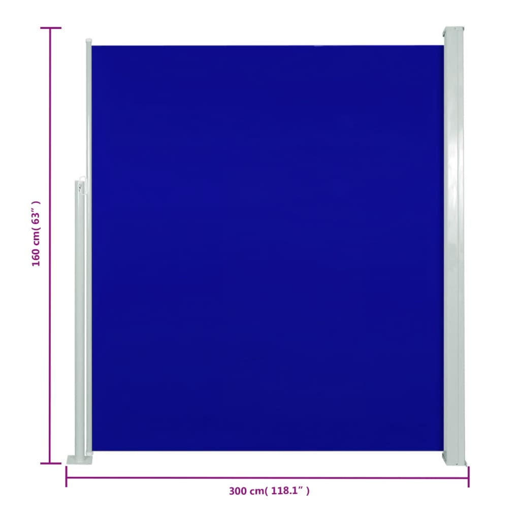 vidaXL Seitenmarkise Ausziehbar 160x300 cm Blau