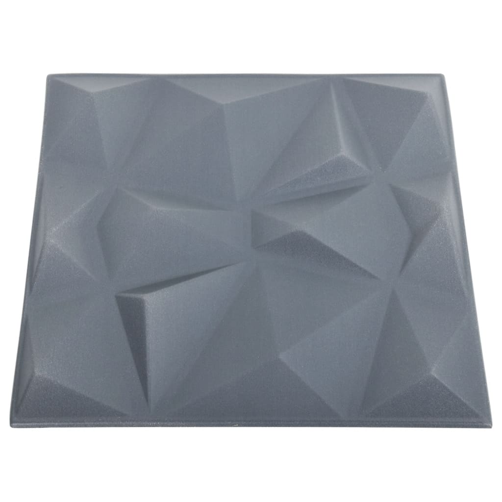 vidaXL 3D-Wandpaneele 48 Stk. 50x50 cm Diamant Grau 12 m²