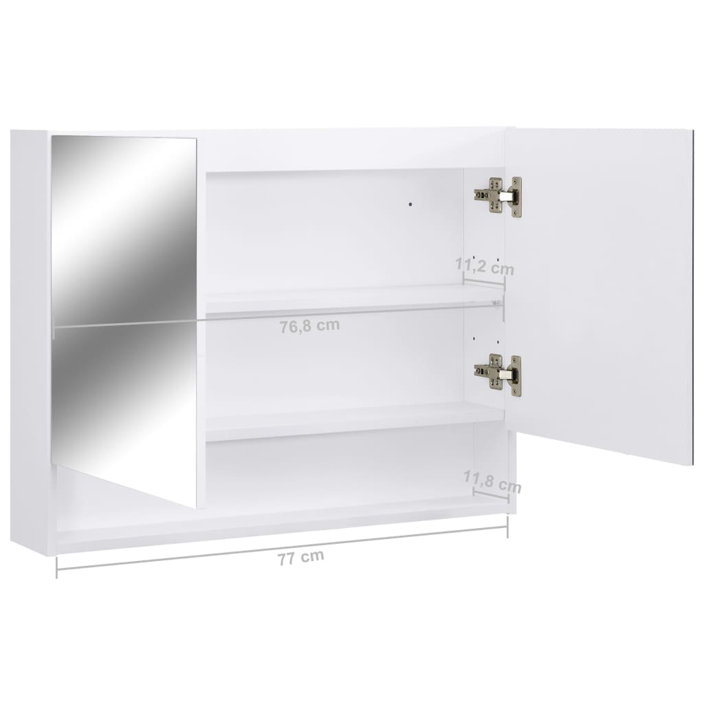 vidaXL LED-Bad-Spiegelschrank Weiß 80x15x60 cm MDF