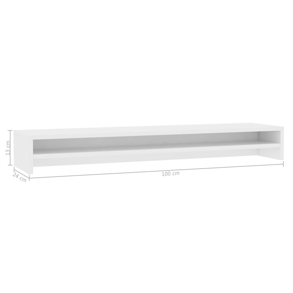 vidaXL Monitorständer Weiß 100x24x13 cm Holzwerkstoff