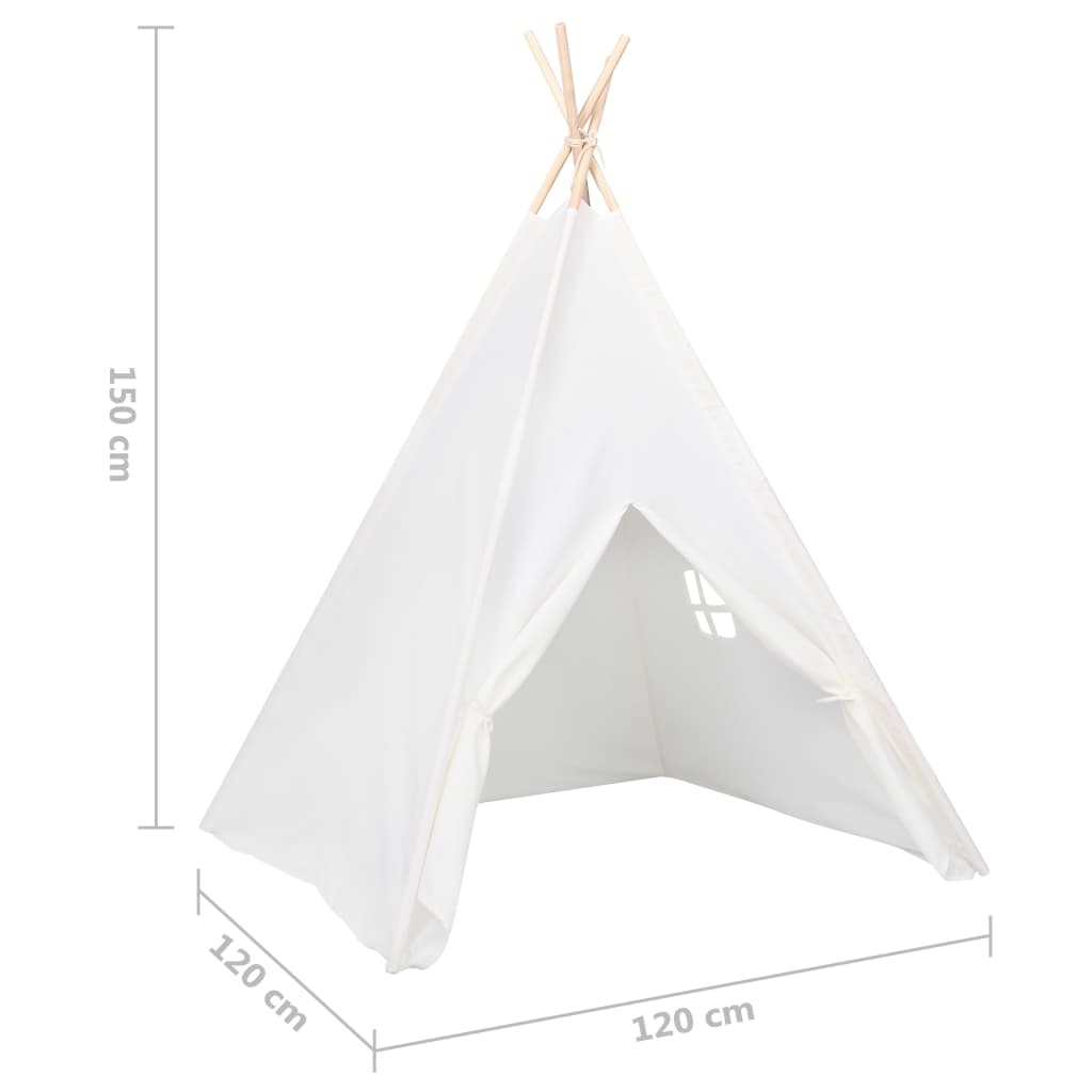 vidaXL Kinder Tipi-Zelt mit Tasche Pfirsichhaut Weiß 120x120x150 cm