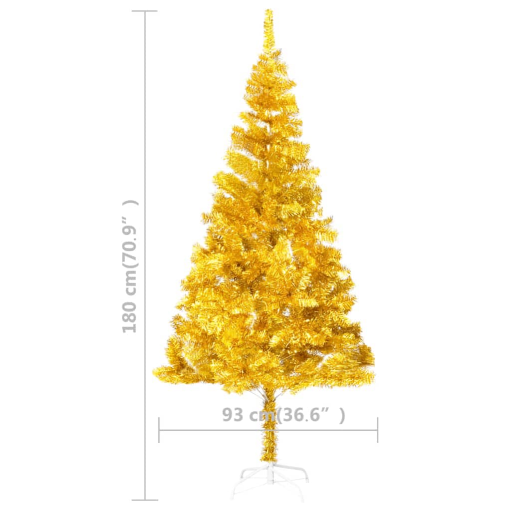 vidaXL Künstlicher Weihnachtsbaum mit Beleuchtung & Ständer Gold 180cm