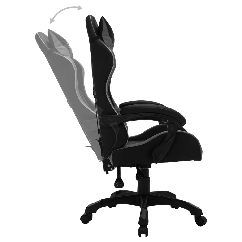 vidaXL Gaming-Stuhl mit RGB LED-Leuchten Grau und Schwarz Kunstleder