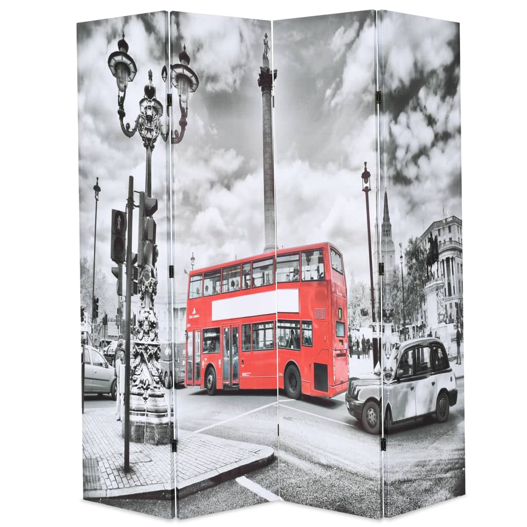 vidaXL Raumteiler klappbar 160 x 170 cm London Bus Schwarz-Weiß