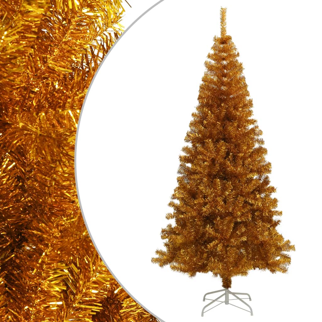 vidaXL Künstlicher Weihnachtsbaum mit Ständer Gold 210 cm PET