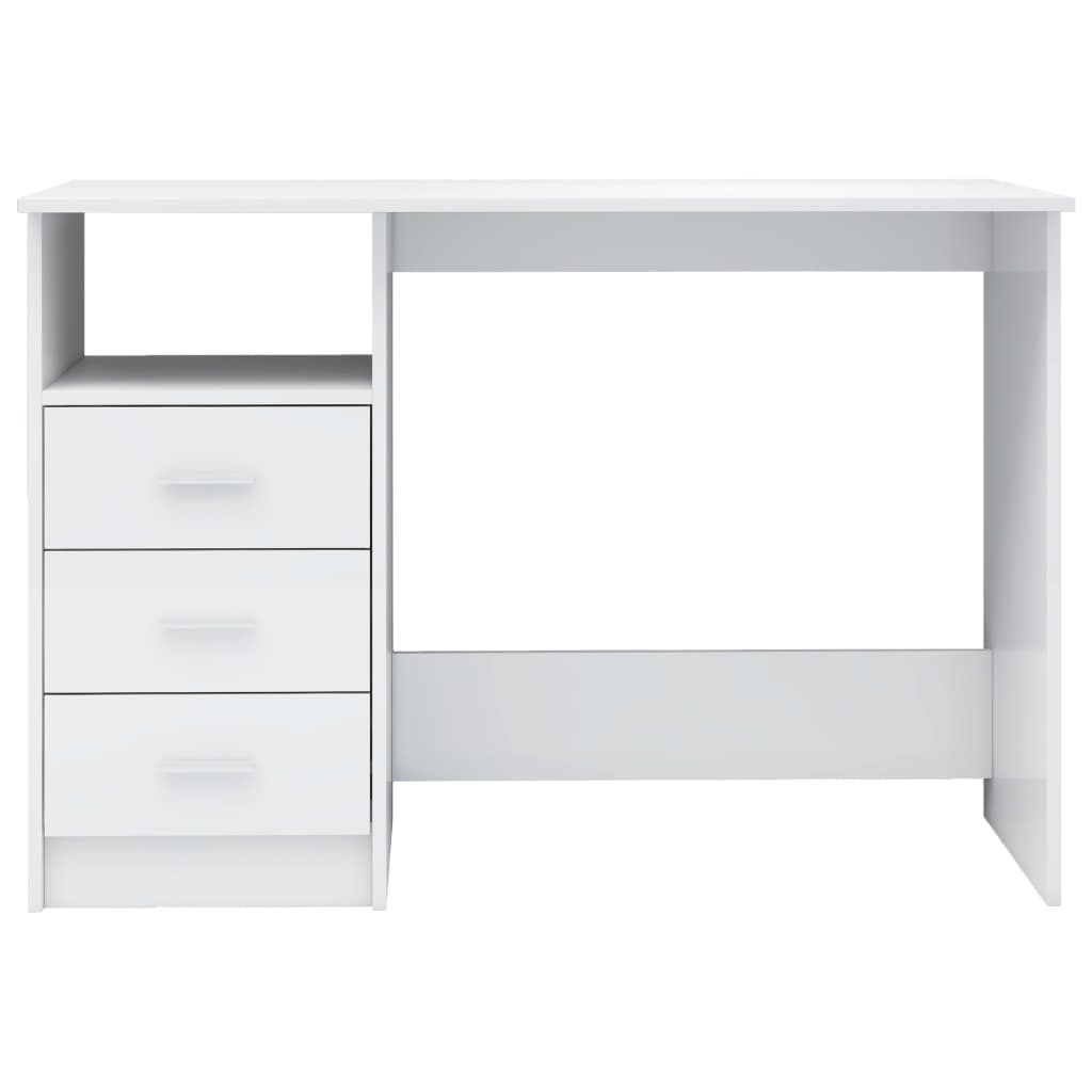 vidaXL Schreibtisch mit Schubladen Hochglanz-Weiß 110×50×76 cm