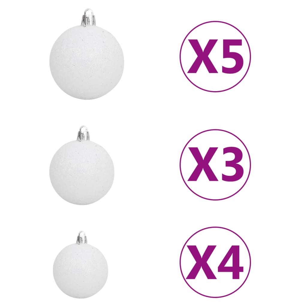vidaXL Künstlicher Eck-Weihnachtsbaum LEDs & Kugeln Weiß 150 cm PVC