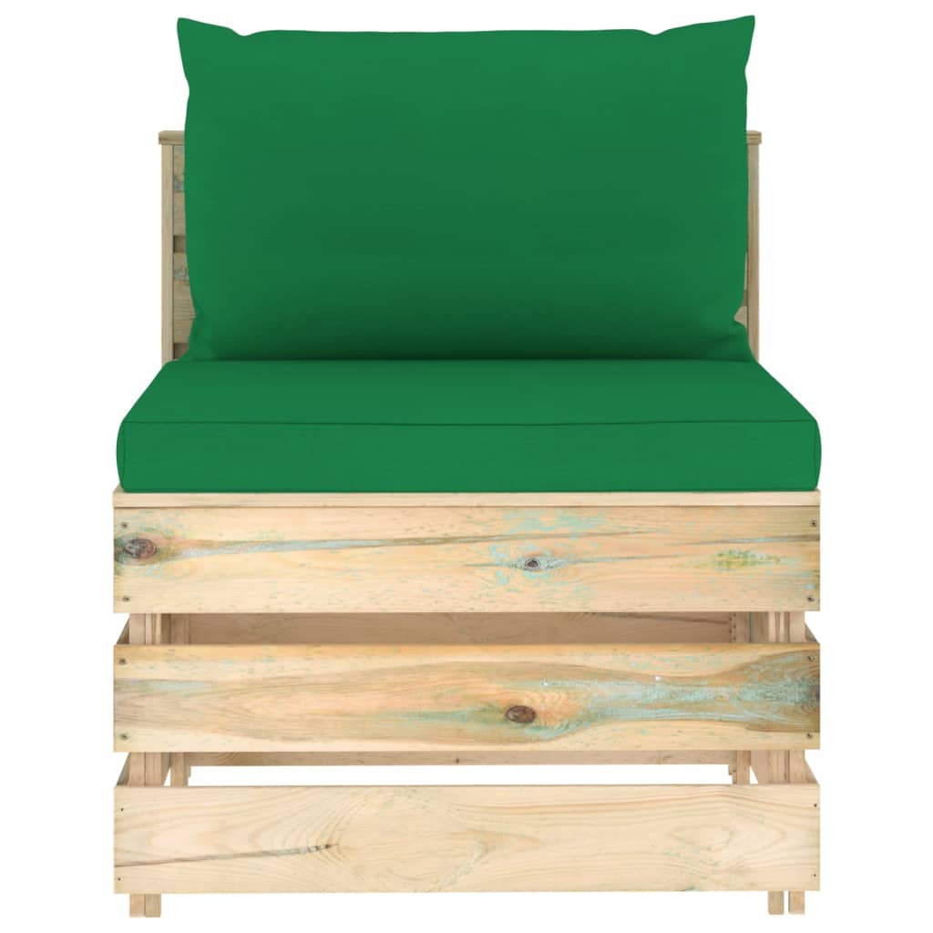 vidaXL 9-tlg. Garten-Lounge-Set mit Kissen Grün Imprägniertes Holz