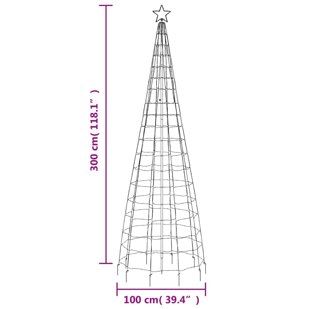 vidaXL LED-Weihnachtsbaum mit Erdspießen 570 LEDs Warmweiß 300 cm