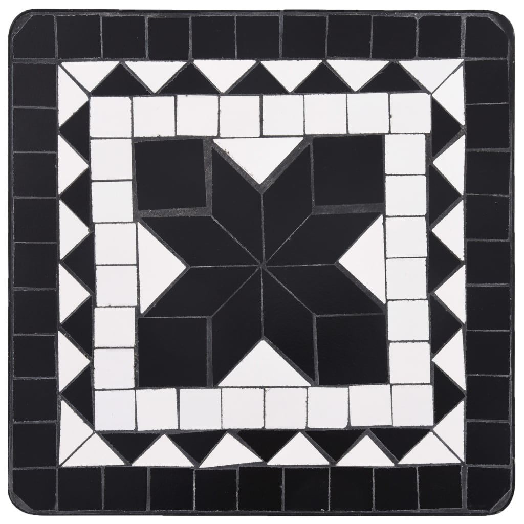 vidaXL Beistelltisch Mosaik Keramik Schwarz und Weiß