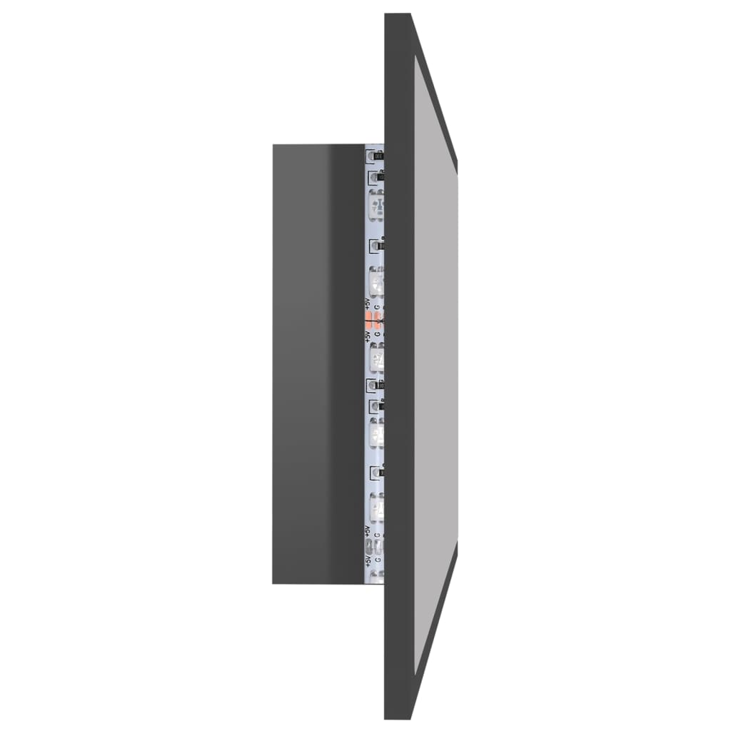 vidaXL LED-Badspiegel Hochglanz-Grau 80x8,5x37 cm Acryl