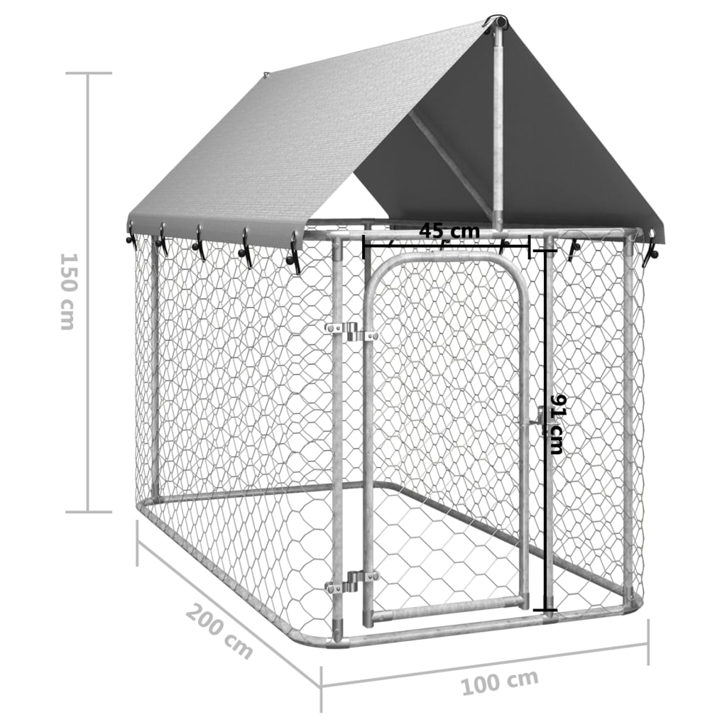 vidaXL Outdoor-Hundezwinger mit Dach 200x100x150 cm