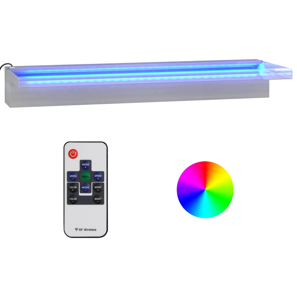 vidaXL Wasserfall-Element mit RGB LEDs Edelstahl 60 cm