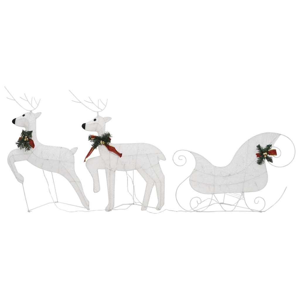 vidaXL Rentier mit Schlitten Weihnachtsdekoration 140LEDs Outdoor Weiß