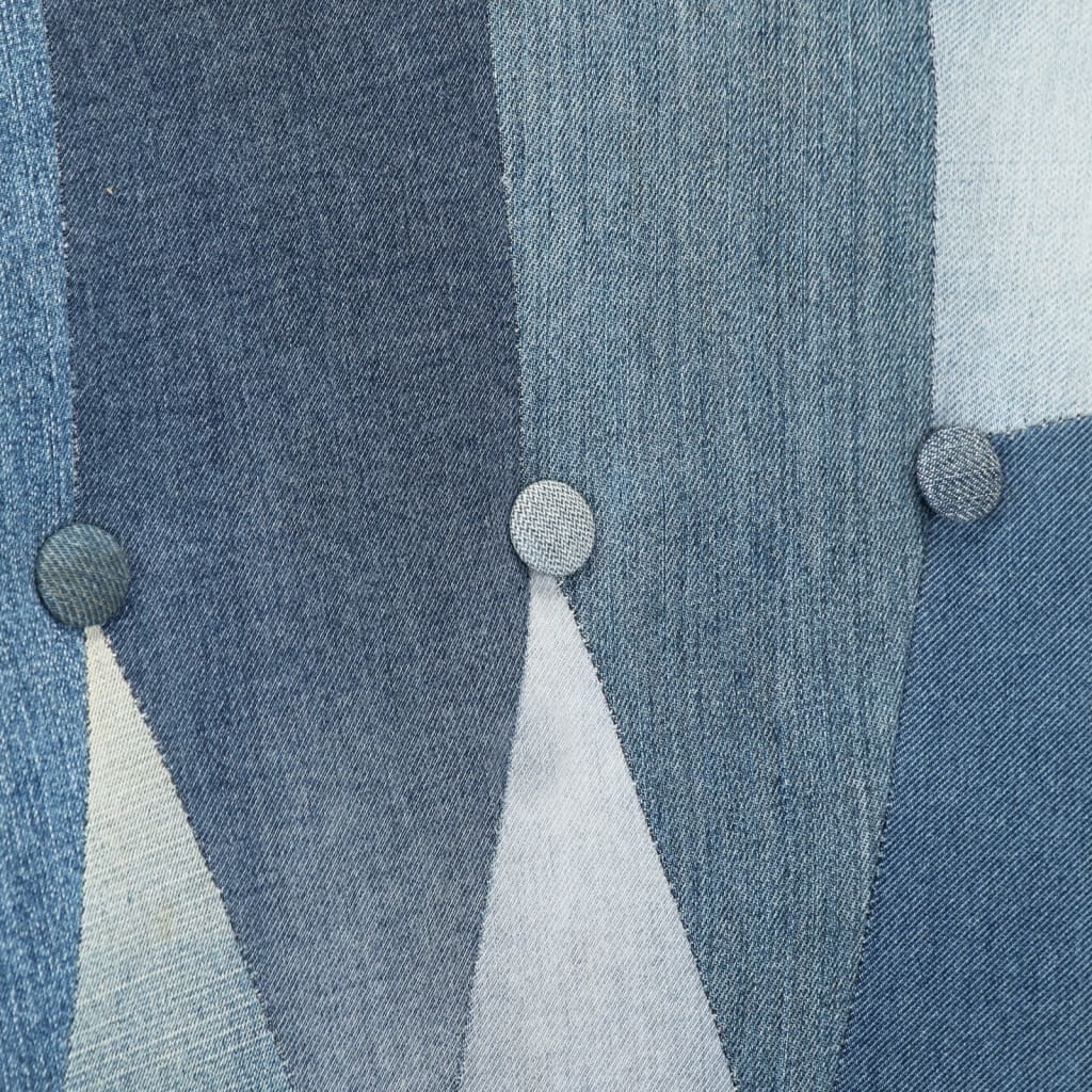 vidaXL Sessel mit Hocker Blau Denim Patchwork Canvas