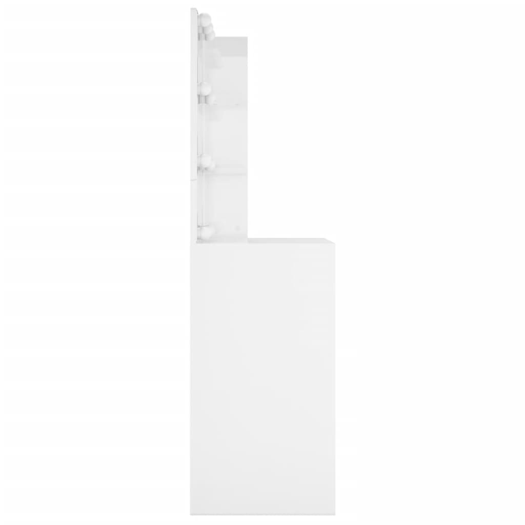 vidaXL Schminktisch mit LED Hochglanz-Weiß 60x40x140 cm
