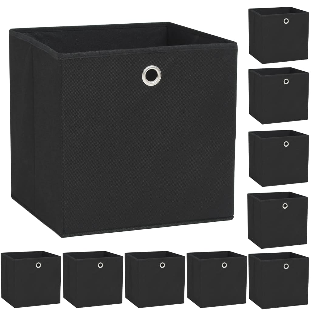 vidaXL Aufbewahrungsboxen 10 Stk. Vliesstoff 32 x 32 x 32 cm Schwarz