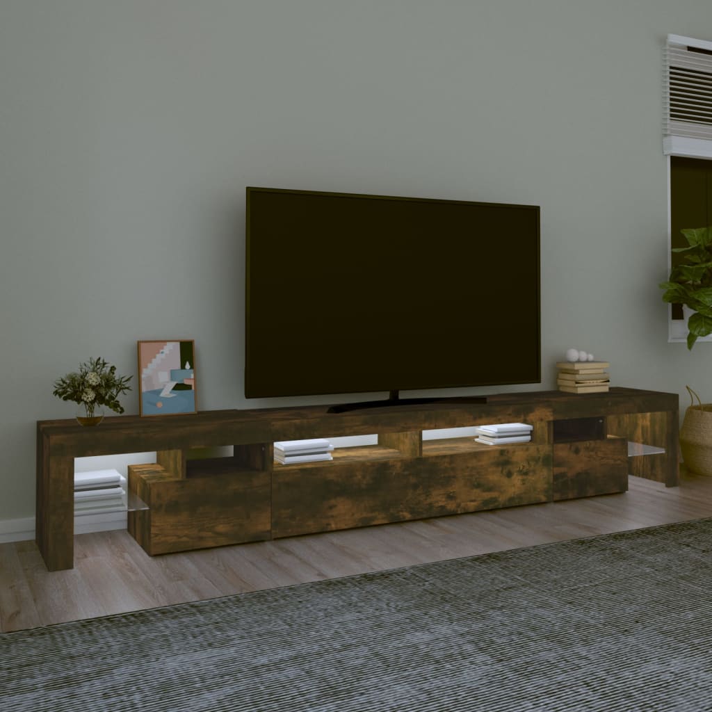 vidaXL TV-Schrank mit LED-Leuchten Räuchereiche 260x36,5x40 cm